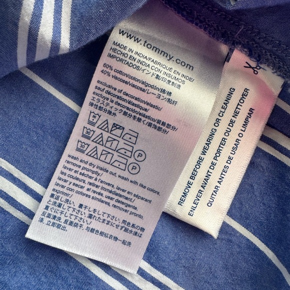 Tommy Hilfiger Blue Striped Women's Top Small - Picture 6 of 9